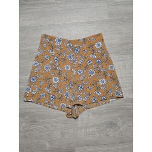 Story Women's Mustard‎ Floral Print Shear Hot Shorts Size Small